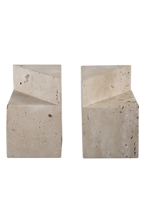 Renwil Set Of 2 Travertine Book Ends In Neutral