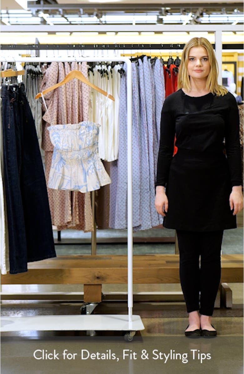 Elena Mixed Print Cotton Strapless Top, sales video thumbnail