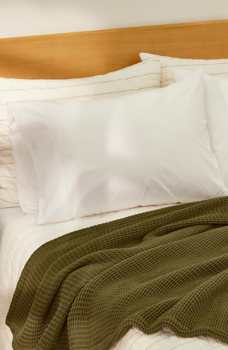 Casper Organic Cotton Waffle Knit Throw Blanket, Alternate, color,