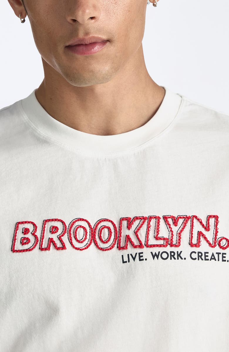 Brooklyn Industries Embrouidered Logo Graphic T-Shirt, Alternate, color, White