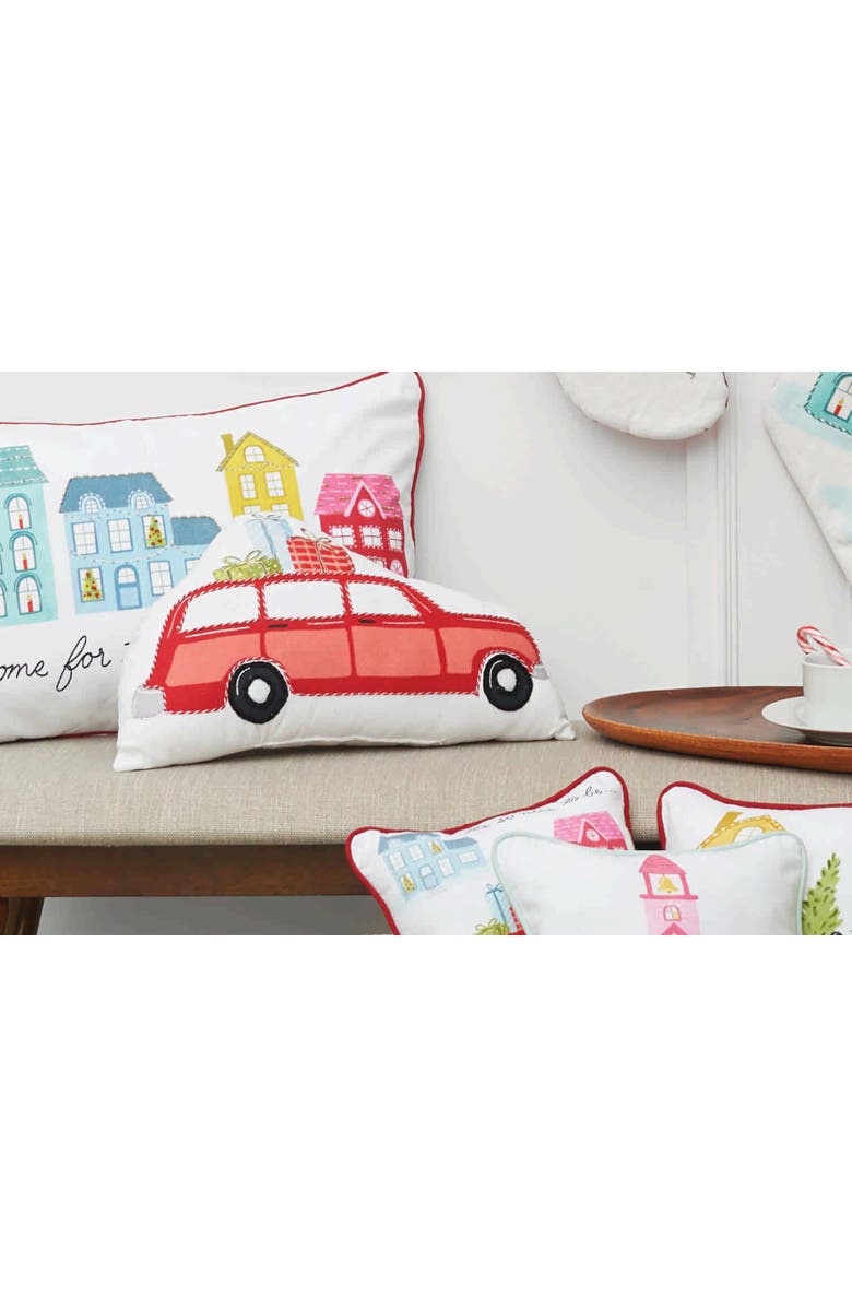 C&F Home Christmas Station Wagon Car Cotton Blend Mini Accent Pillow 9.5" x 16", Alternate, color, Red