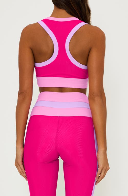 Beach Riot Gwen Colorblock Racerback Sports Bra In Raspberry