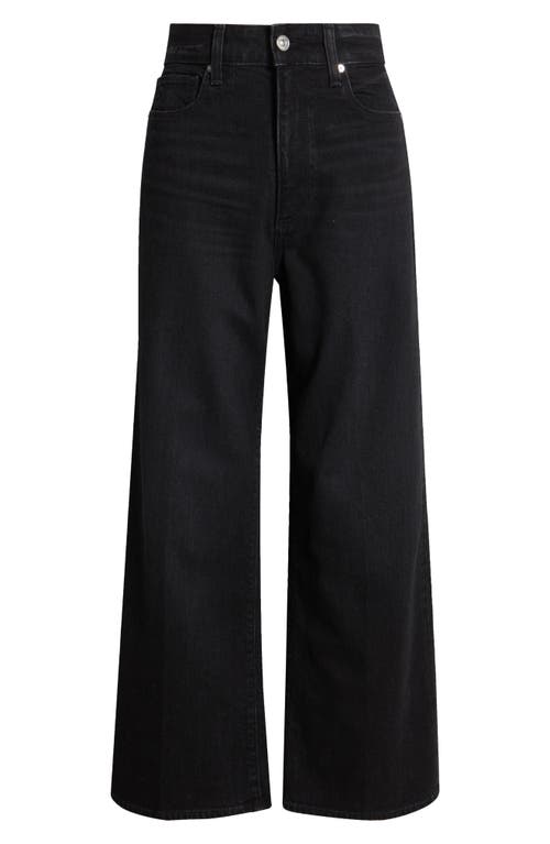 Paige Anessa Raw Hem High Waist Ankle Wide Leg Jeans In Black