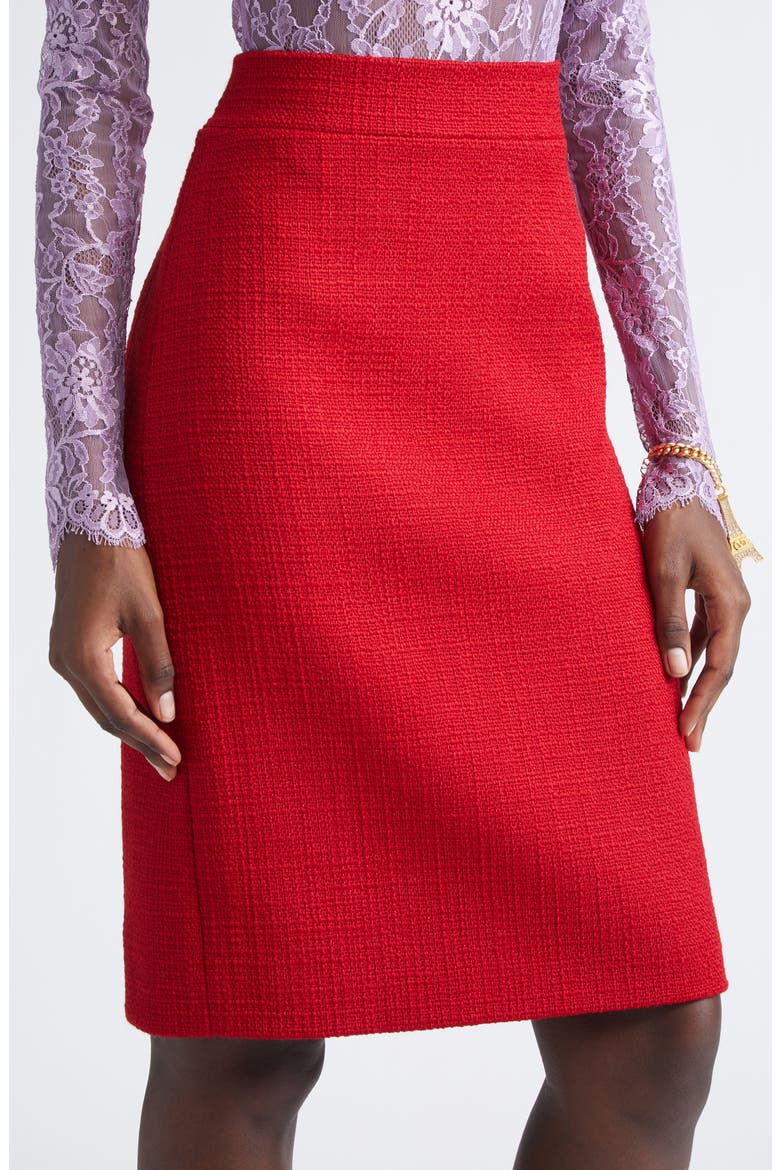 Virgin Wool Blend Tweed Pencil Skirt, Alternate, color, PINK