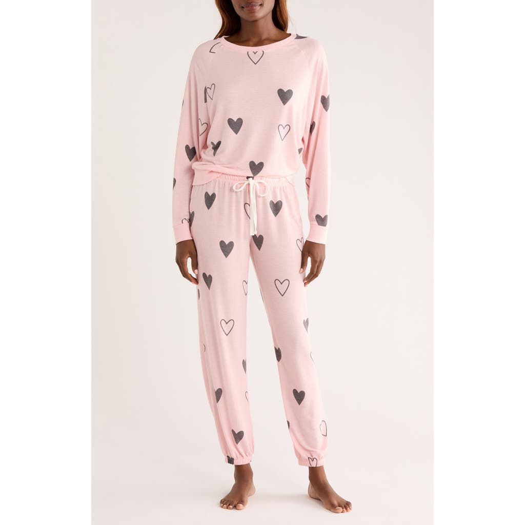 Honeydew Star Seeker Brushed Jersey Pajamas in Dusty Hearts at Nordstrom, Size X-Large
