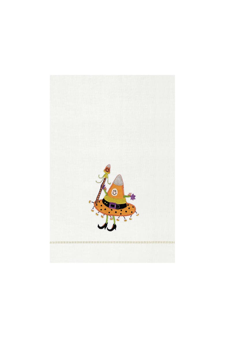 Ms. Candy Corn Halloween Embroidered Dish Towel, Main, color, Orange