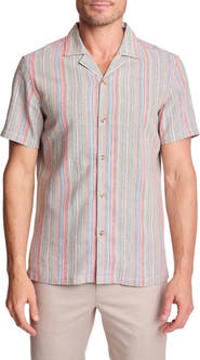 PAISLEY & GRAY Stripe Linen Blend Camp Shirt