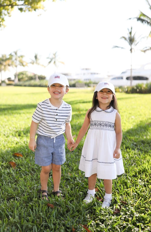 Bits & Bows Boys' American Flag Baseball Hat - Little Kid, Big Kid In Blue