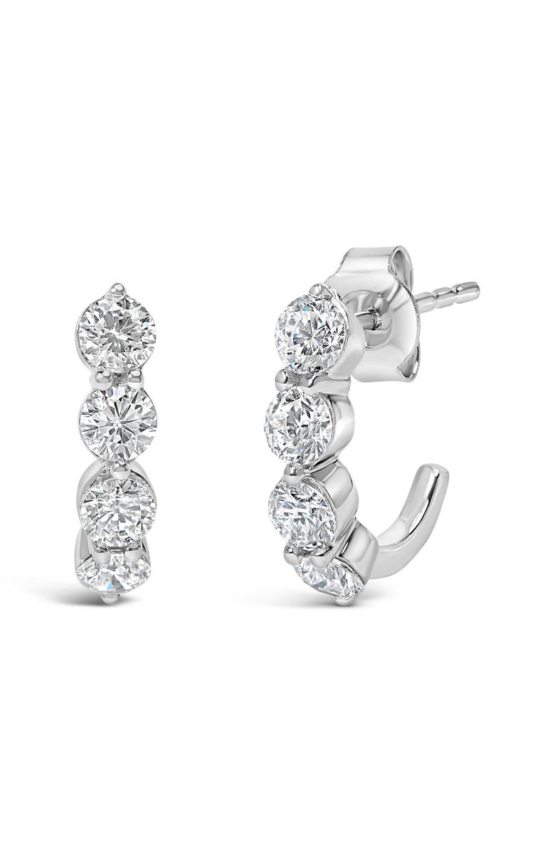 Haus of Brilliance 14K White Gold 1 1/4 Cttw Lab Grown Diamond 5 Stone Open Hoop Stud Earrings, Main, color, White