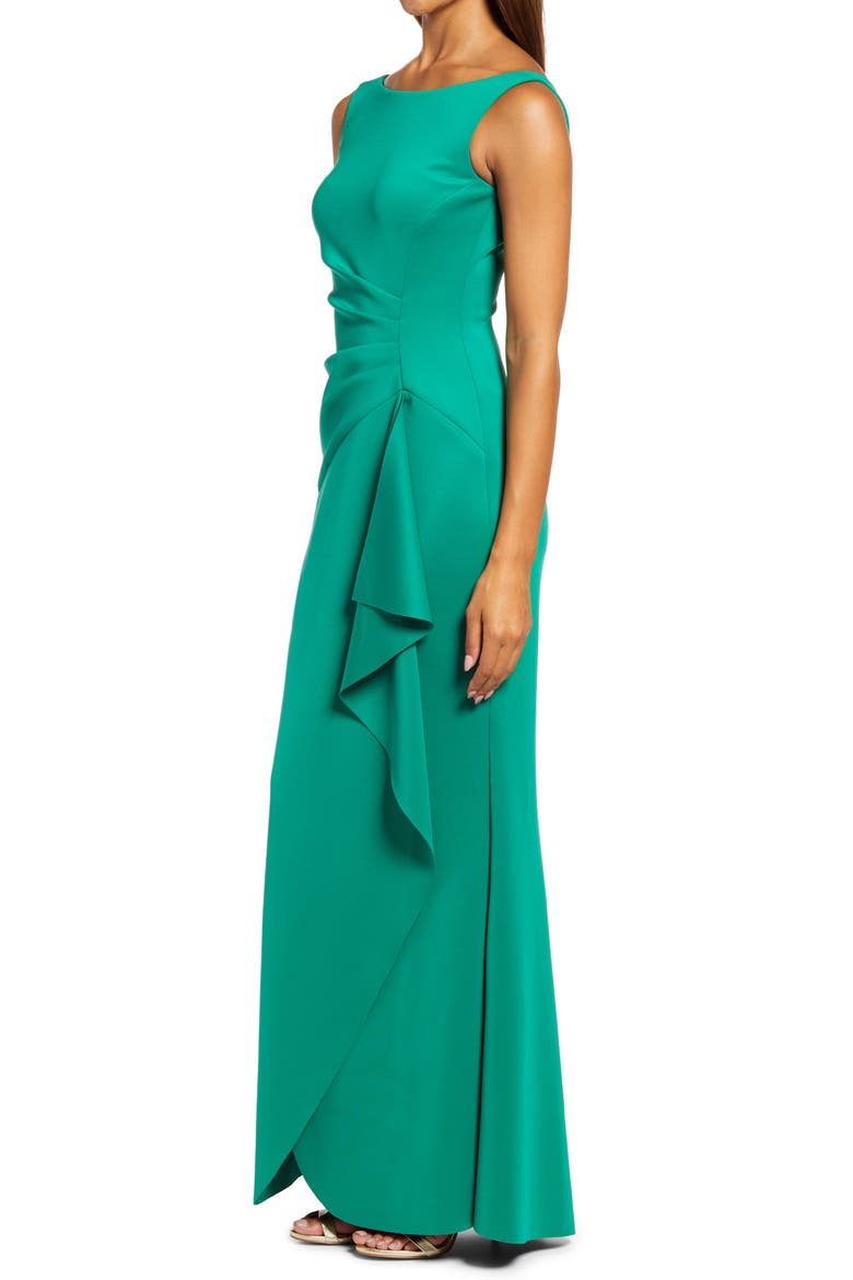 Sleeveless Side Tuck Gown, Alternate, color, GREEN