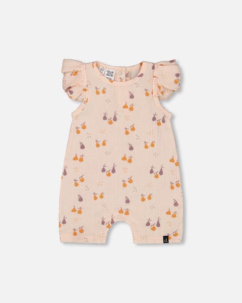 Deux Par Deux Muslin Romper - Printed Pear