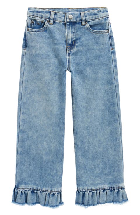 Kids' Ruffle Hem Wide Leg Jeans