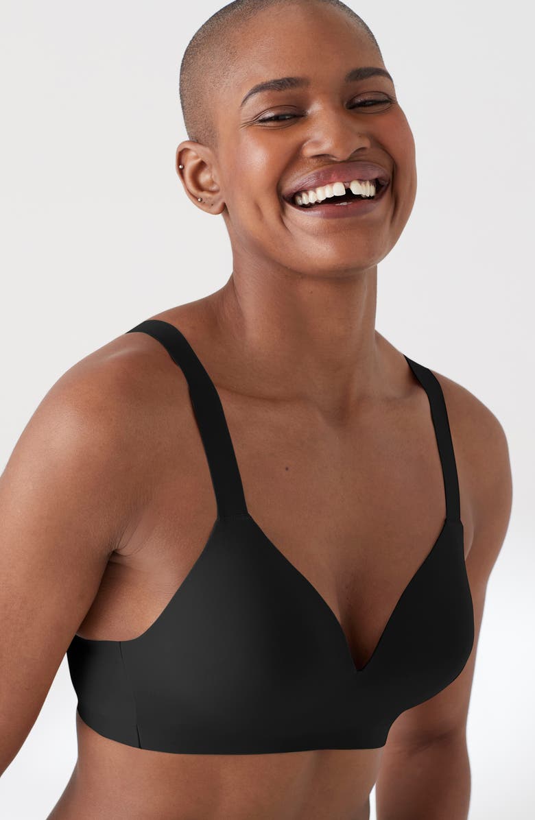 True & Co True Body Boost Wireless Hook Back Push-Up Bra, Alternate, color, Black