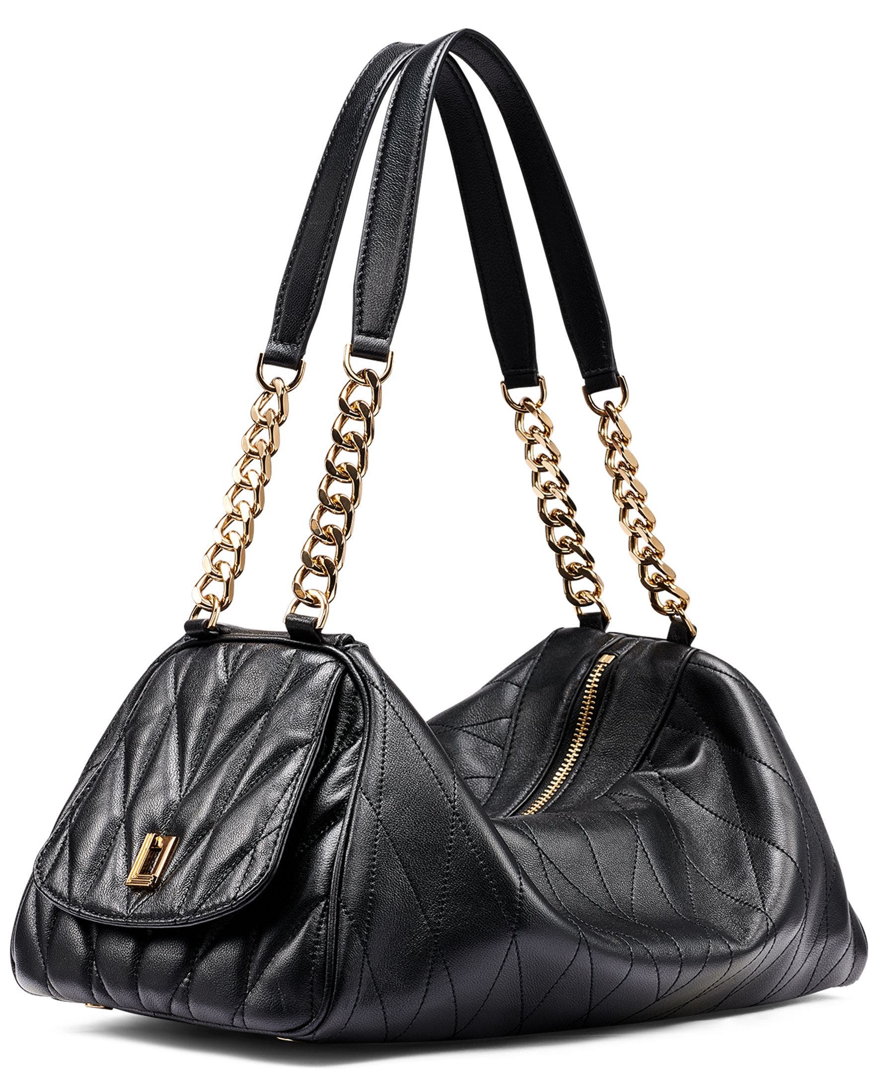 KARL LAGERFELD PARIS Lafayette Satchel, Alternate, color, Black/Gold