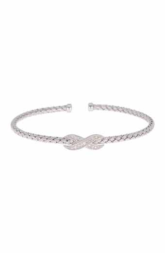 MESHMERISE Cubic Zirconia Infinity Twisted Cuff Bracelet
