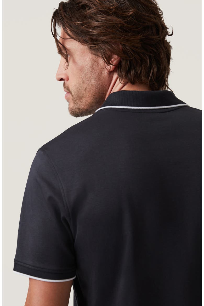 Riviera Tipped Pima Cotton Polo, Alternate, color, BLACK
