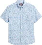 Johnston & Murphy Hampton Abstract Print Short Sleeve Stretch Cotton Button-Down Shirt