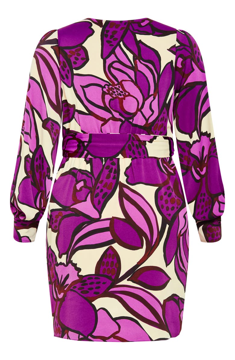 City Chic Amalia Floral Long Sleeve Faux Wrap Dress, Alternate, color, Print