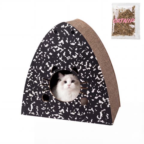 Koko Cardboard Triangle Cat Cave Scratcher with Catnip