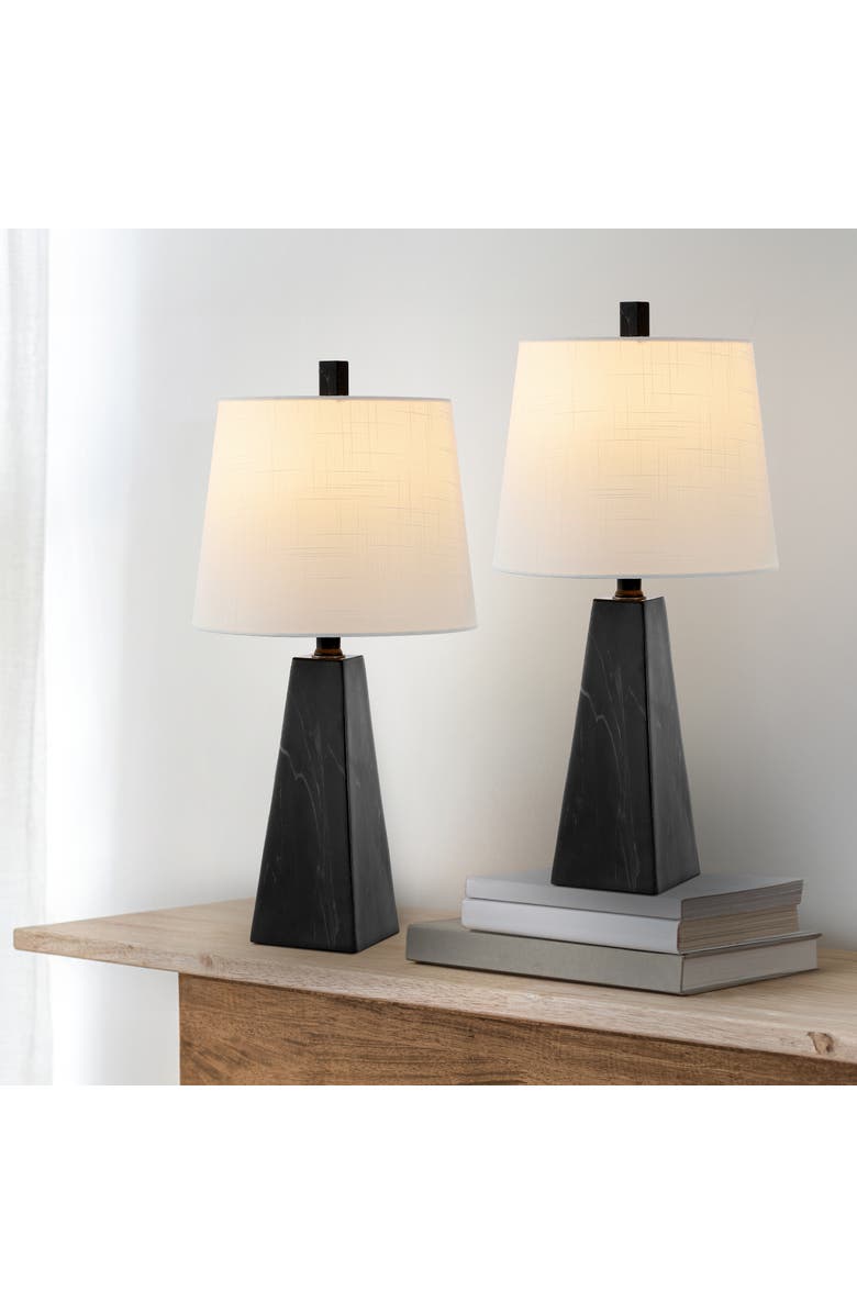 JONATHAN Y Owen Contemporary Resin LED Table Lamp, Alternate, color, Black Marble Finish- Set Of 2