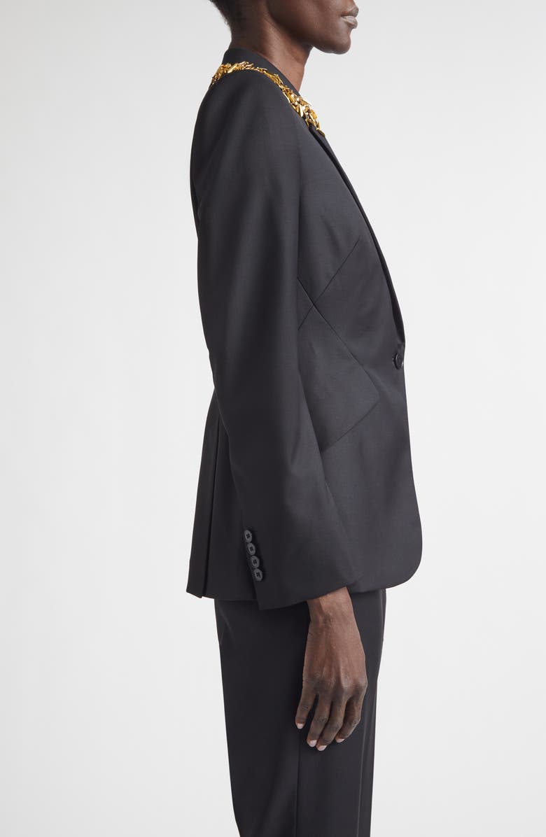 McQueen Embellished Collar Wool Jacket, Alternate, color, Black