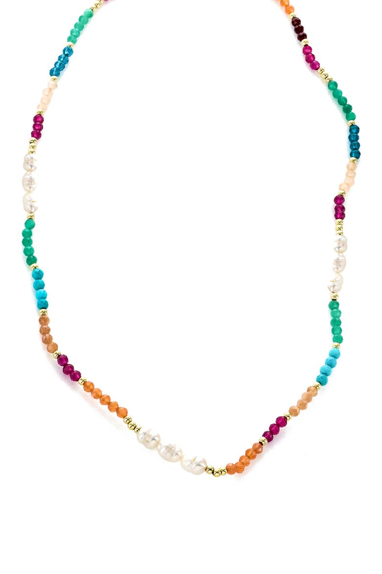 Multi Block Freshwater Pearl Necklace, Main, color, MULTI