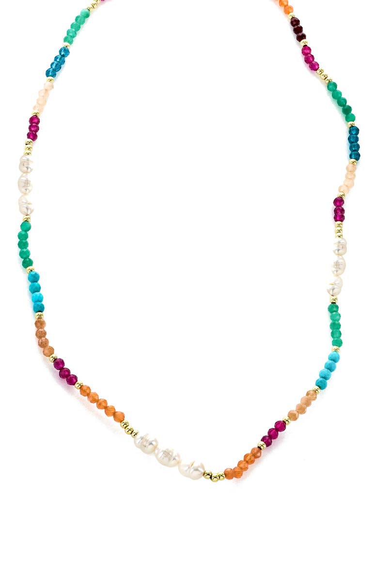 Panacea Multi Block Freshwater Pearl Necklace, Main, color, Blue Multi