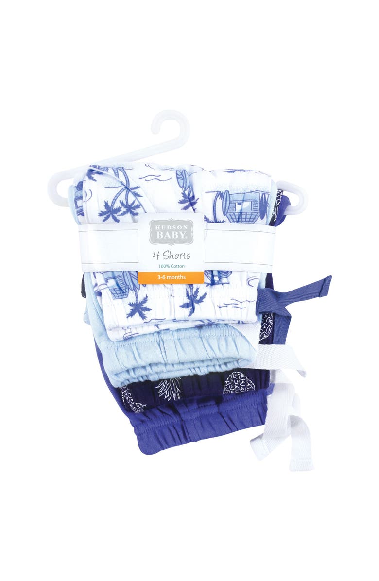 Hudson Baby Boys' 4-Piece Everyday Shorts Collection, Alternate, color, Blue Tropical Scene