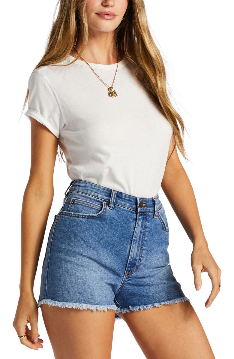 Billabong So Cheeky High Waist Denim Shorts, Alternate, color, 