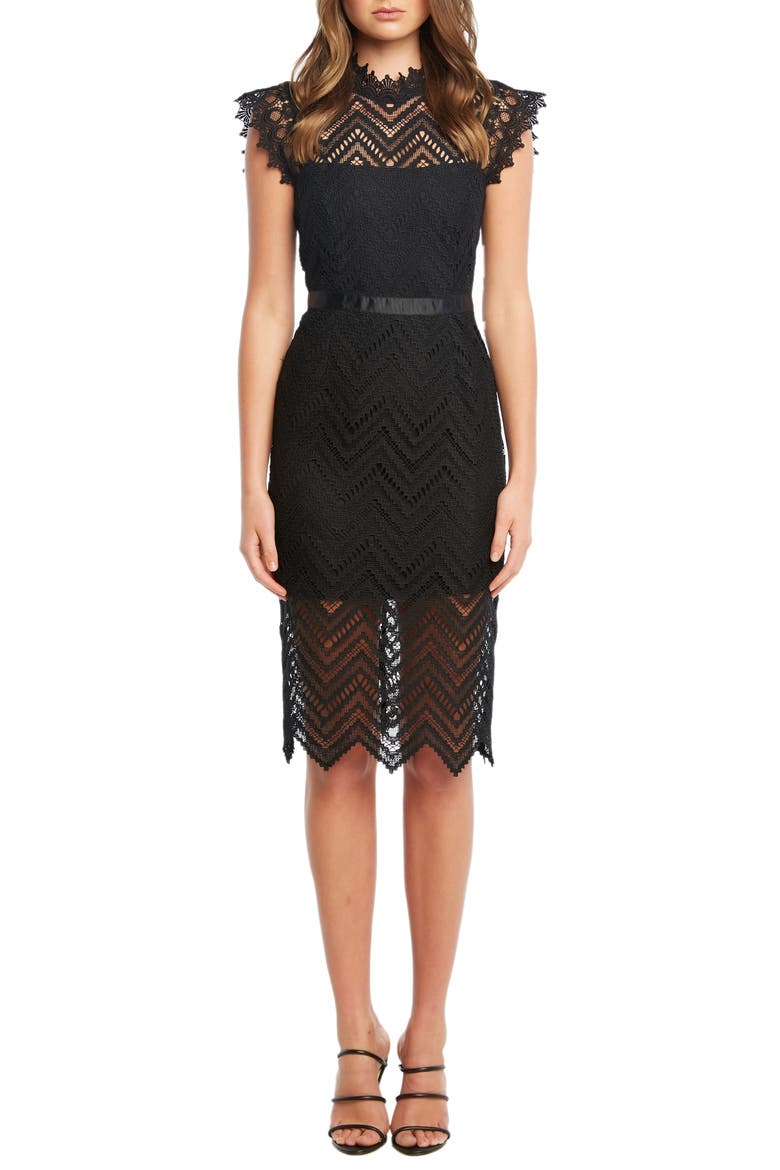 Imogen Lace Cocktail Dress, Main, color, BLACK