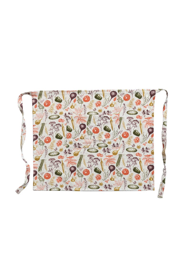 Garden Cotton and Linen Apron with Pocket, Multicolor, Main, color, Multicolor