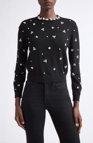 ALICE + OLIVIA Carolee Embellished Wool Blend Sweater