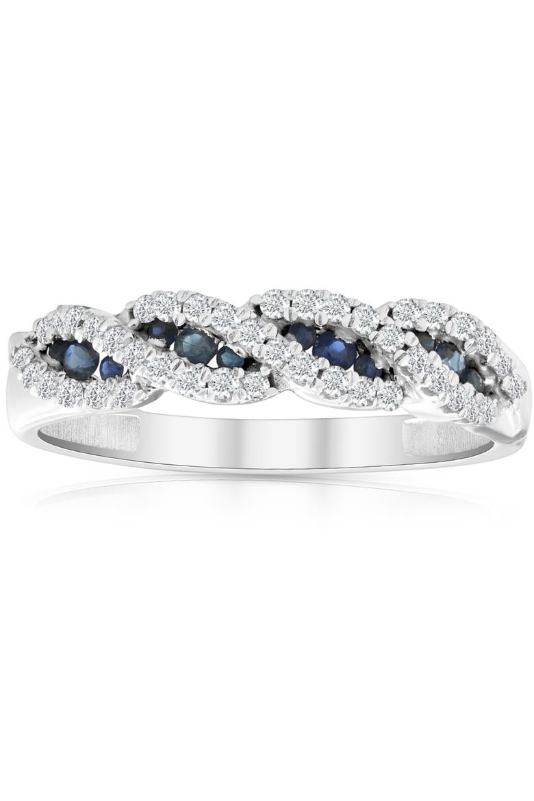 1/3 Ct Blue Sapphire & Diamond Ladies Swirl Wedding Ring 10k Gold, Main, color, 10k White Gold