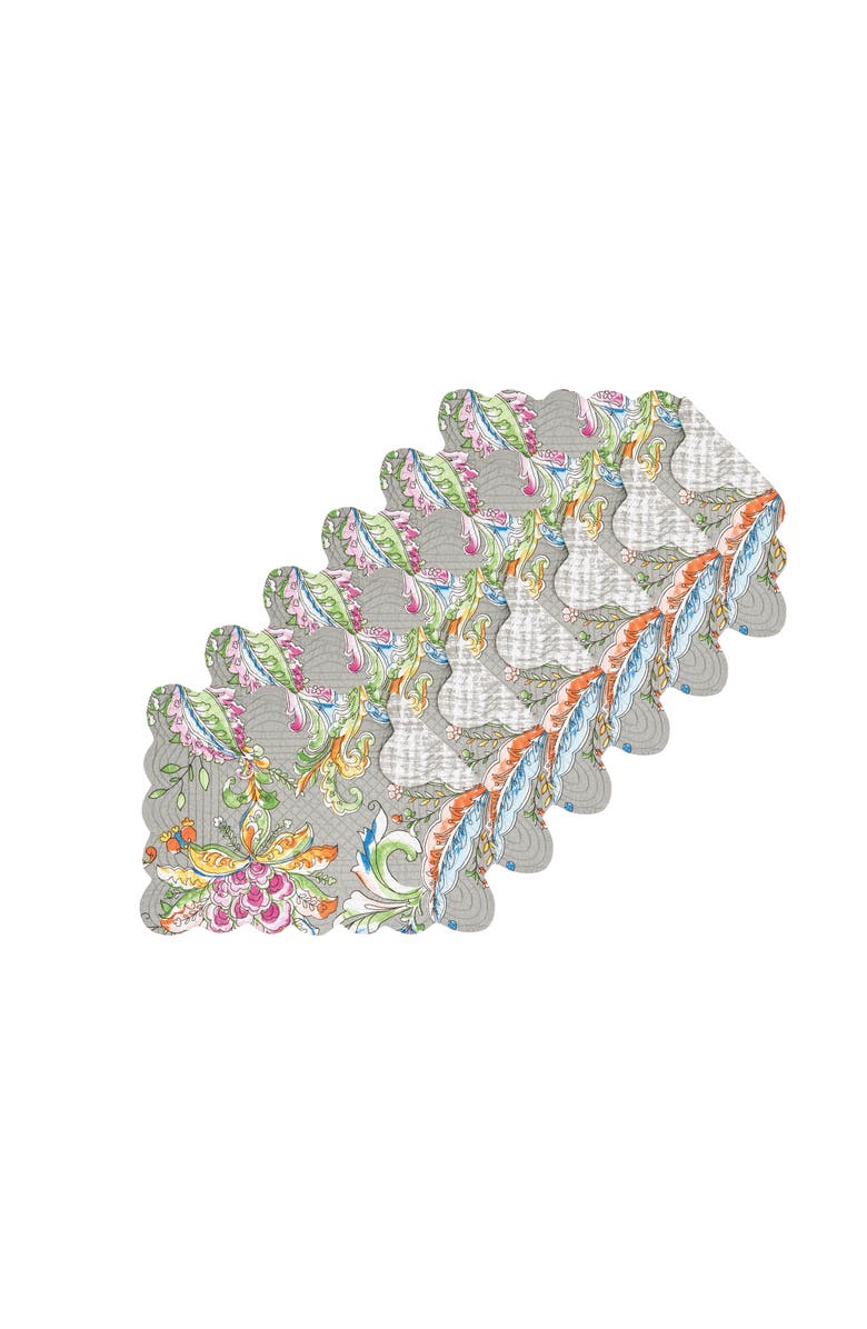 C&F Home Frey Quilted Reversible Colorful Paisley Placemats, Set of 6, 13" x 19", Alternate, color, Grey