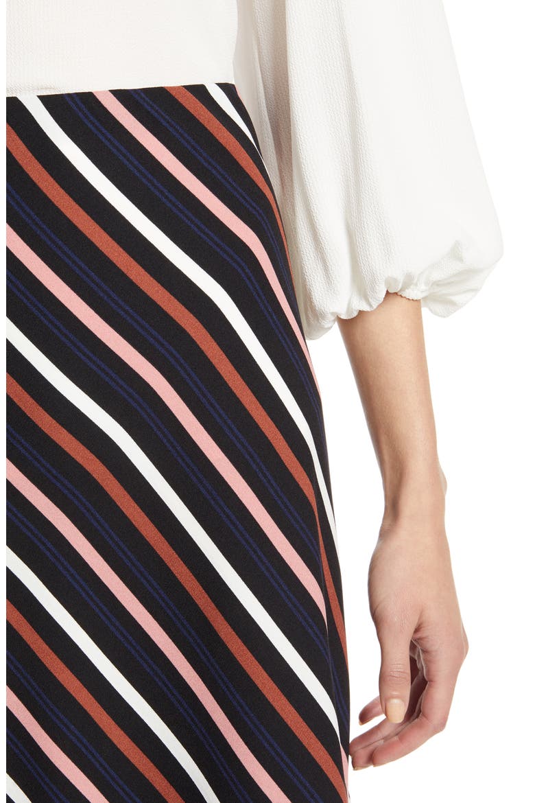 Bias Cut A-Line Skirt, Alternate, color, BLACK BARBARA STP