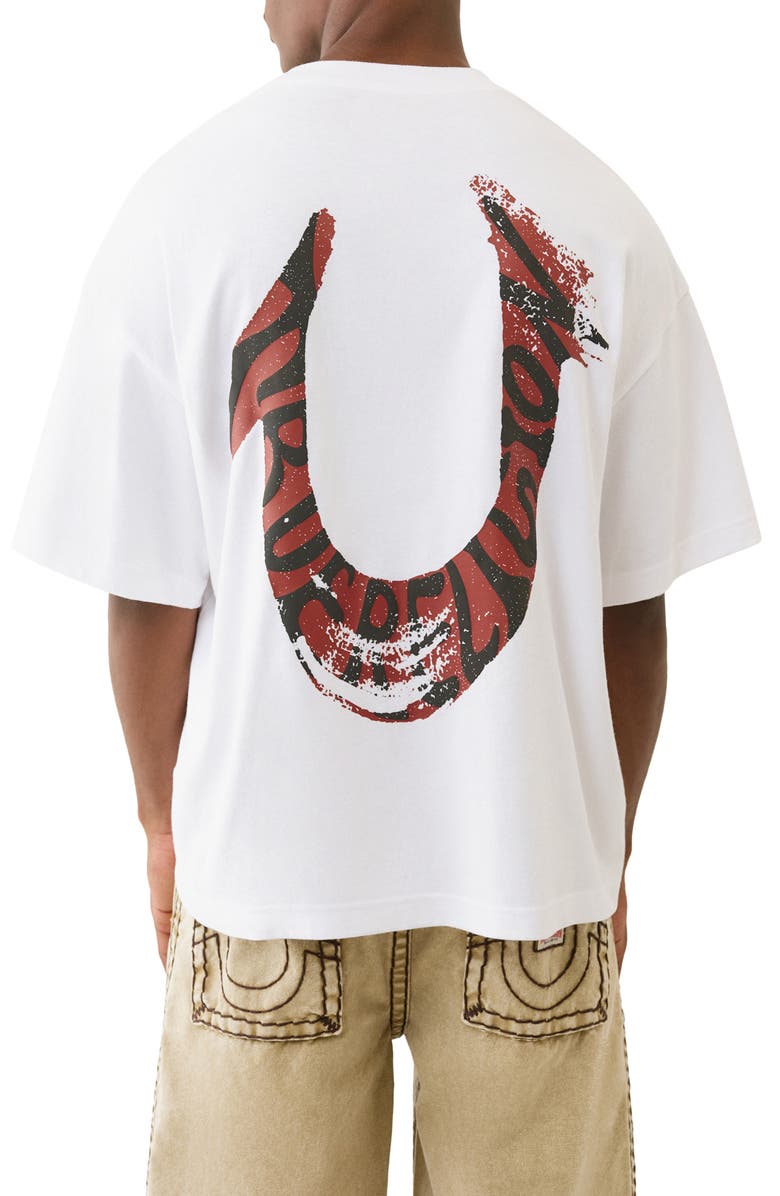 True Religion Painted Oversized Cotton Graphic T-Shirt, Alternate, color, Optic White