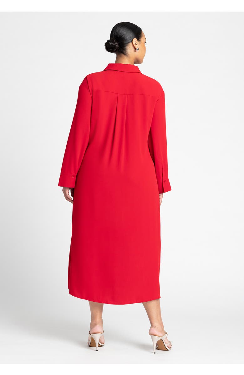 ELOQUII Tie Front Oversized Shirt Dress, Alternate, color, Barbados Cherry