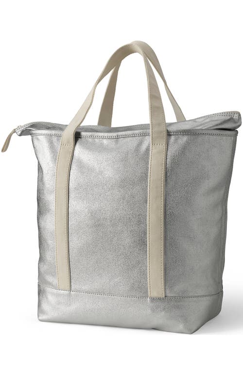 Lands' End Zip Top Canvas Tote Bag In Silver