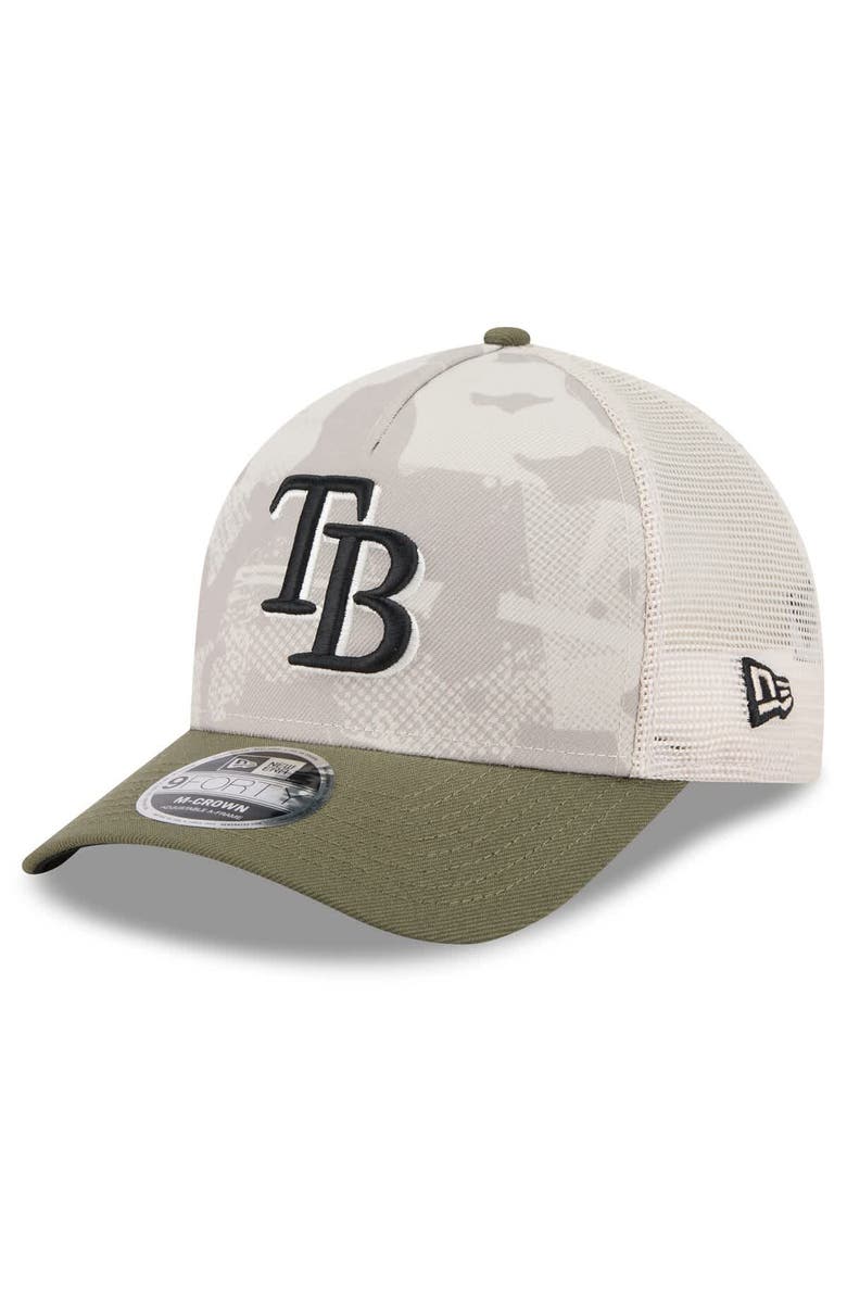 New Era Men's New Era Light Beige/Olive Tampa Bay Rays 2025 Armed Forces Day 9FORTY M-Crown A-Frame Adjustable Hat, Alternate, color, Light Beige