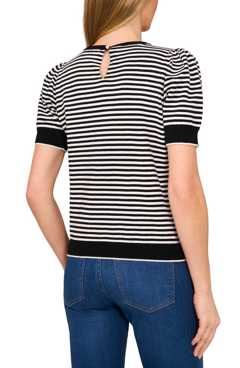 CeCe Stripe Short Sleeve Sweater, Alternate, color, 