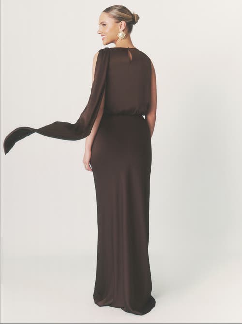 Six Stories Solene Satin Bias Cut Maxi Skirt In Gray