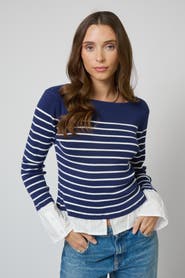 Central Park West Kendall Nautical Stripe Boatneck Twofer