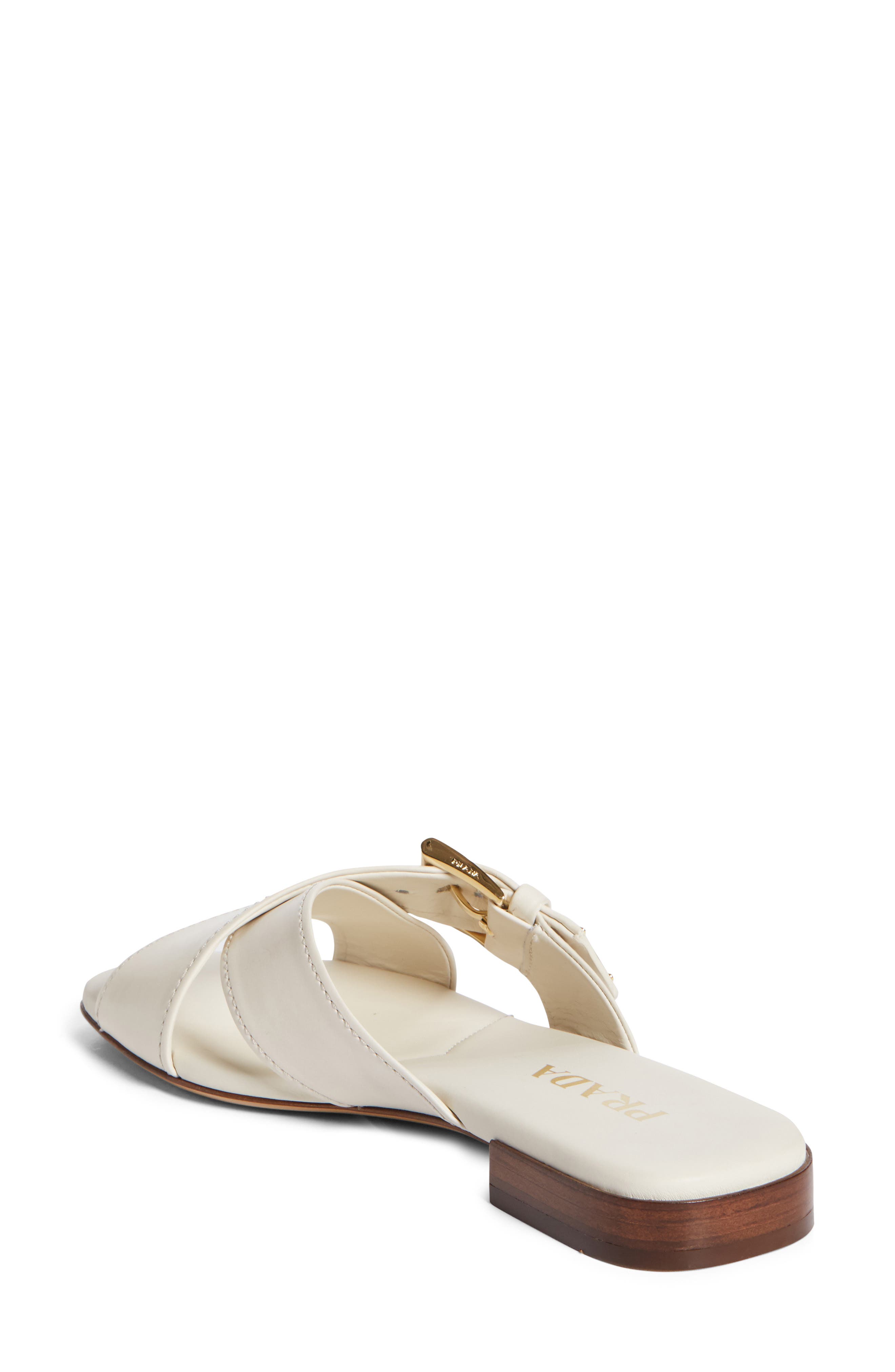 Prada Square Toe Flat Sandal, Alternate, color, Talco