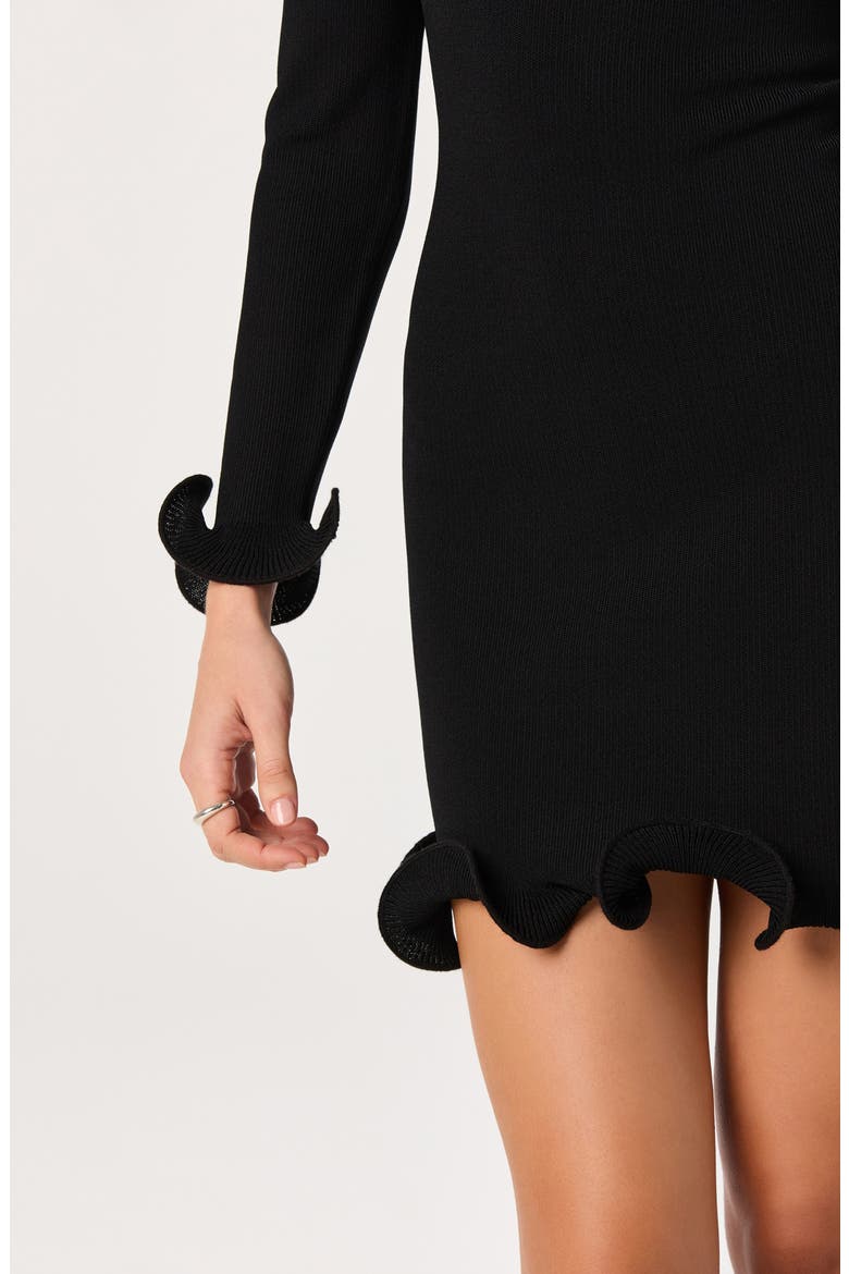 Aleah Ruffle Cuff Minidress, Alternate, color, BLACK