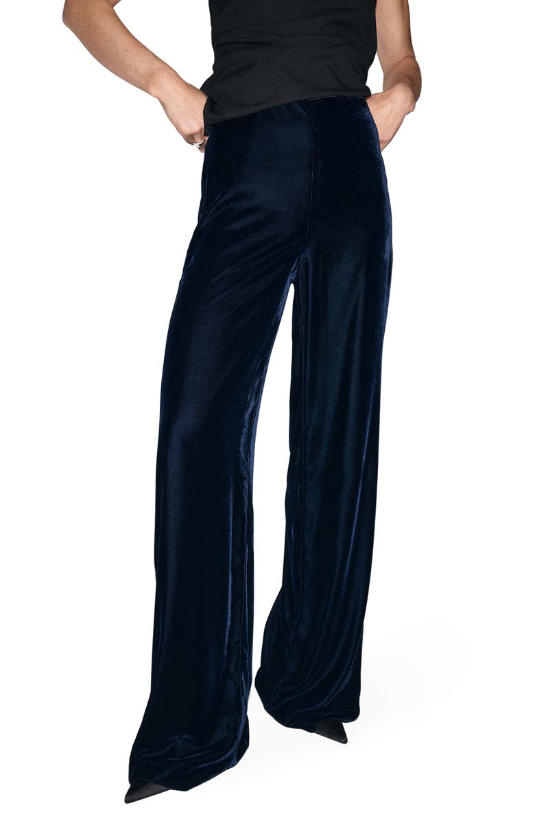 MANGO Velvet Wide Leg Pants, Main, color,
