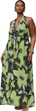 ELOQUII Tie-Detail Halter Maxi Dress
