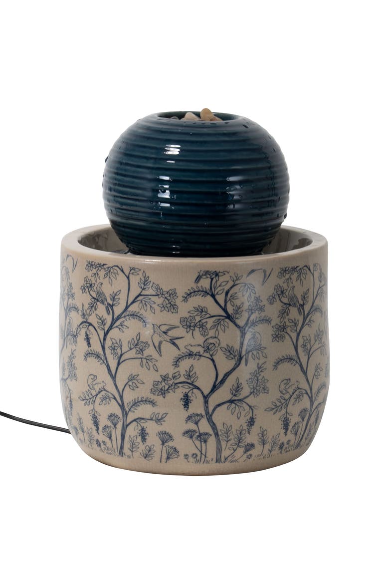 Multicolor Chinoiserie Ceramic Indoor Water Fountain With Pump, Alternate, color, Beige
