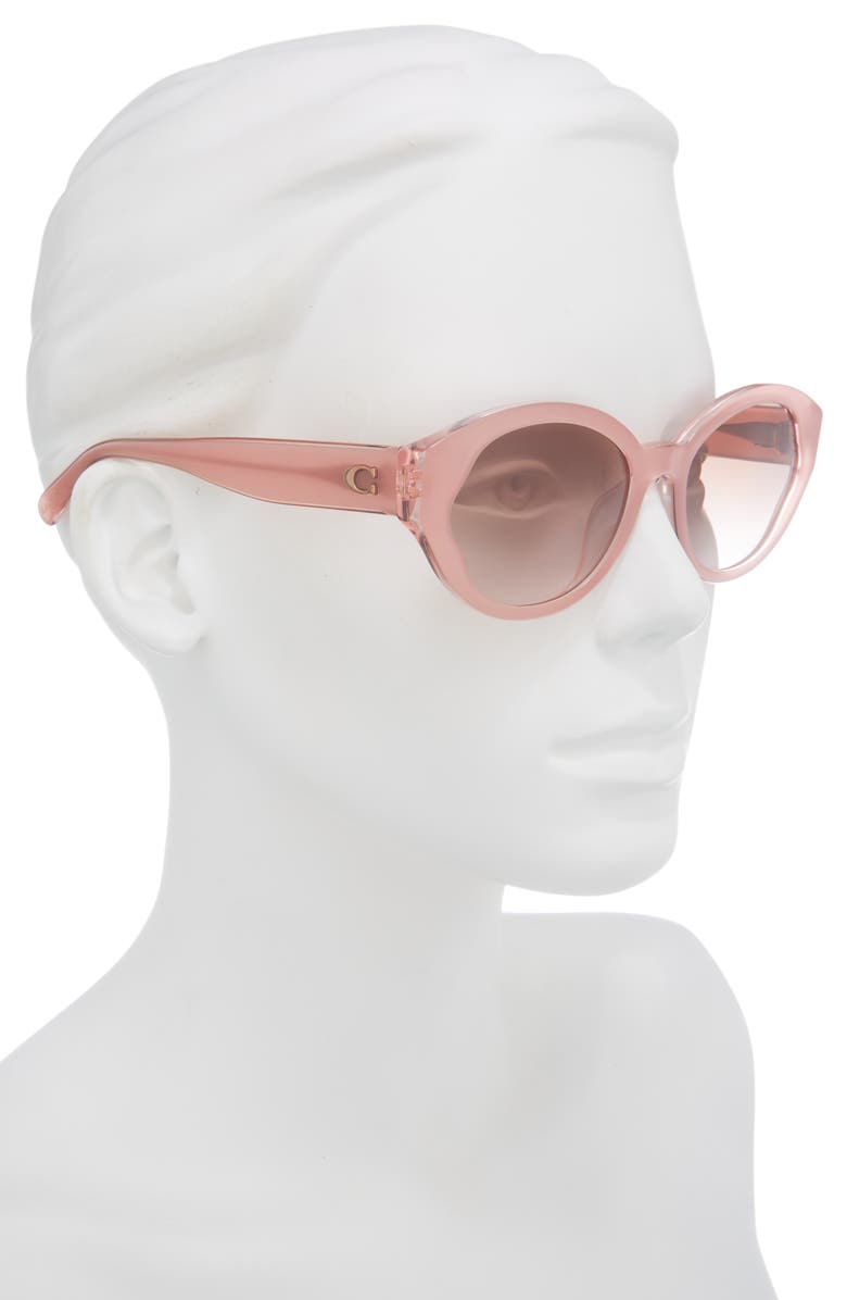 COACH 55mm Gradient Oval Sunglasses, Alternate, color, Milky Pink/Brown Grad