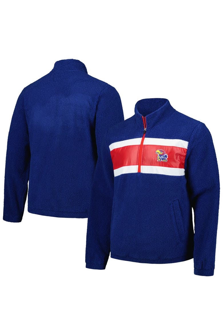 Men's G-III Sports by Carl Banks Navy Kansas Jayhawks Pinch Runner Half-Zip Top, Main, color, Navy