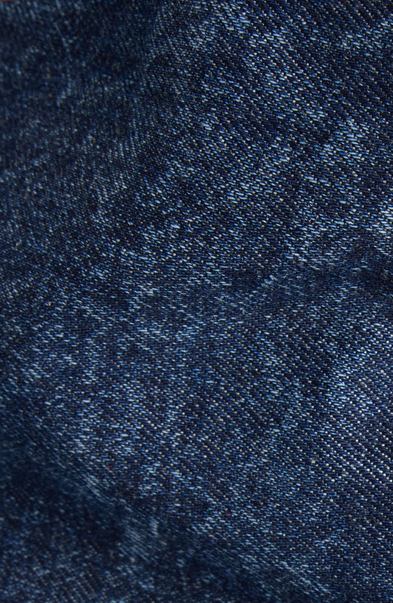 Alaïa Hooded Crop Denim Jacket, Alternate, color, Dock Blue